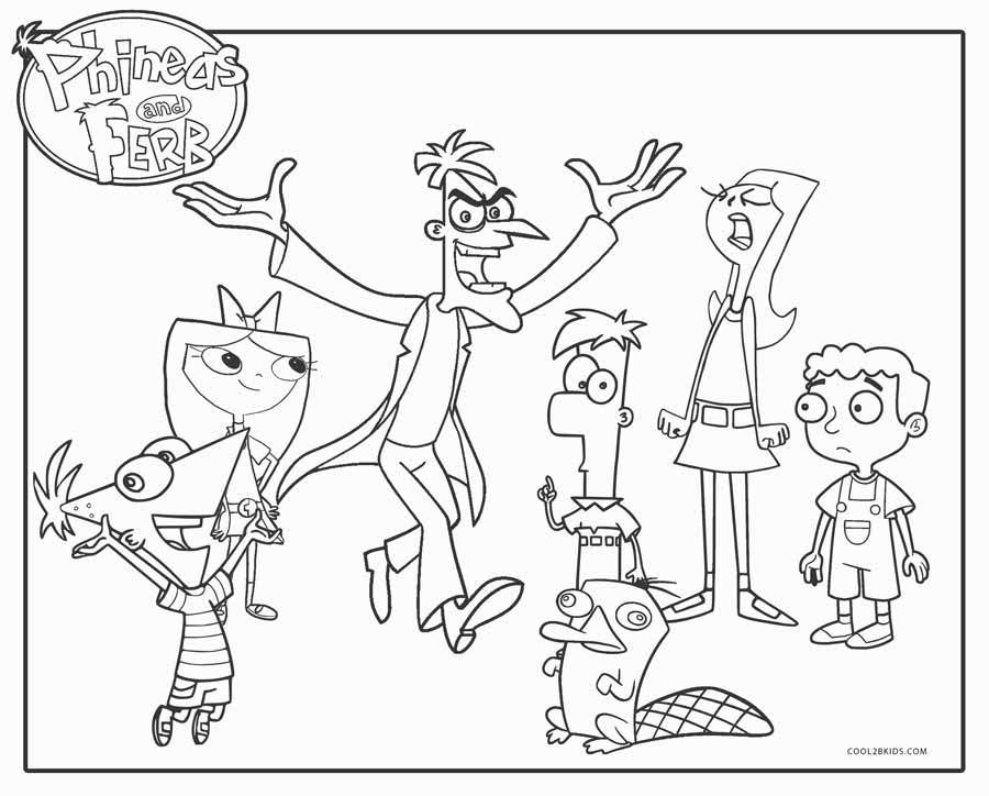 ferb phineas coloring printable cool2bkids whitesbelfast