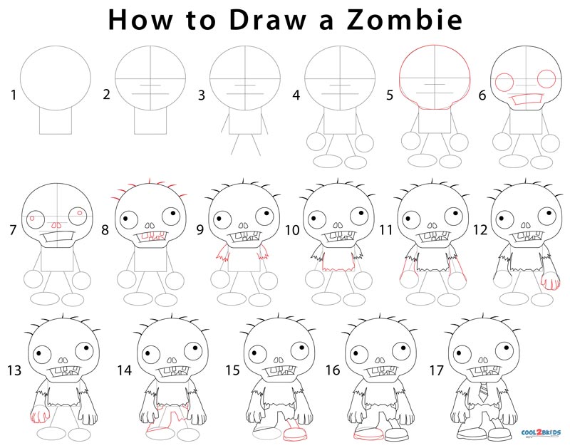 easy zombie drawings for kids