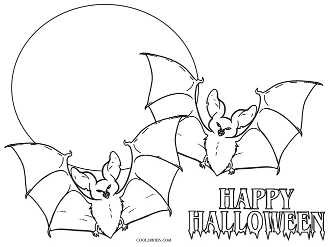 bats halloween coloring pages