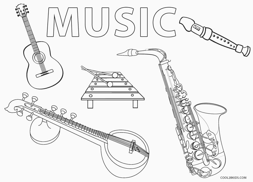 Free Coloring Pages Dance Musical Instruments