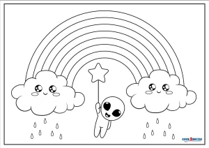 simple coloring page for kids of a rainbow and a sun. cute and easy design  that you can print on standard A4 paper ilustração do Stock