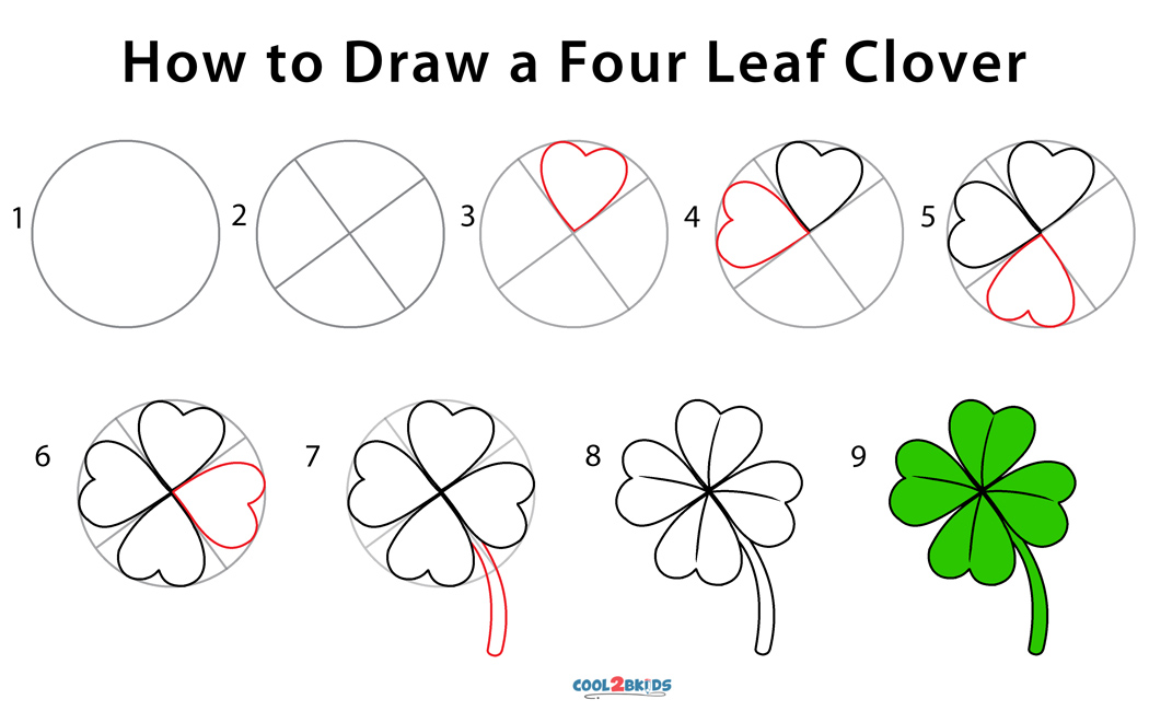 How To Draw A Four Leaf Clover Step By Step Pictures