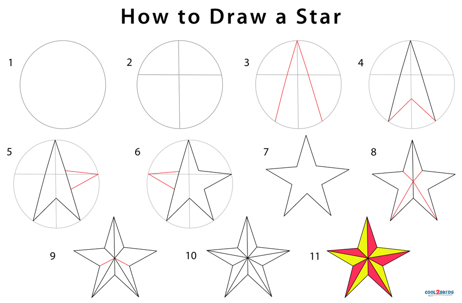 How To Draw A Star Step By Step Pictures