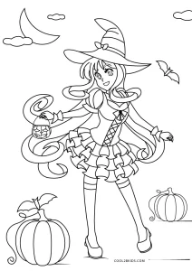 cartoon witch halloween kawaii anime coloring page cute illustration clip  art character chibi drawing 11910139 PNG