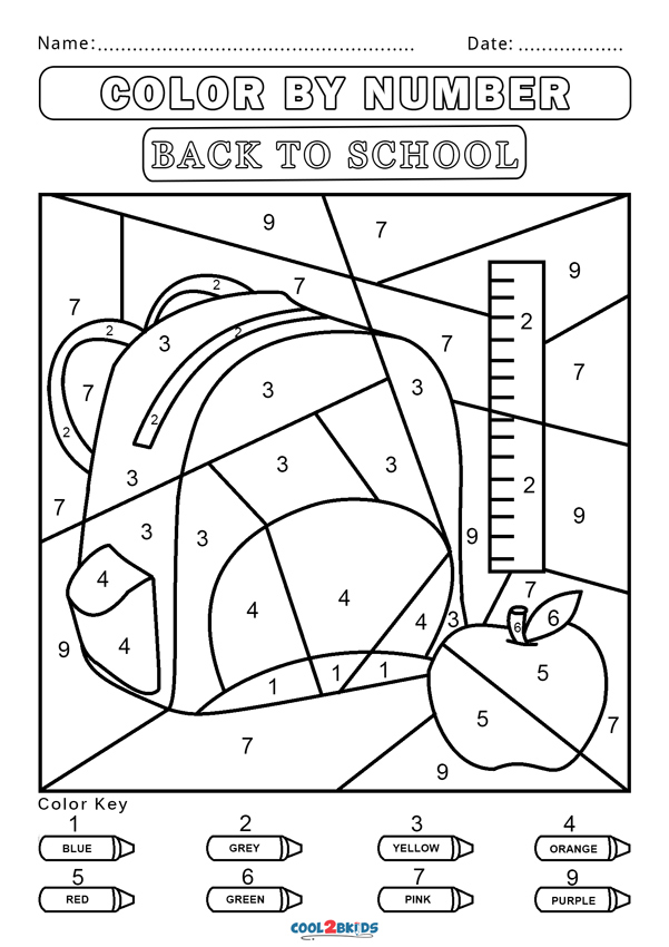 Free Color by Number Worksheets Cool2bKids