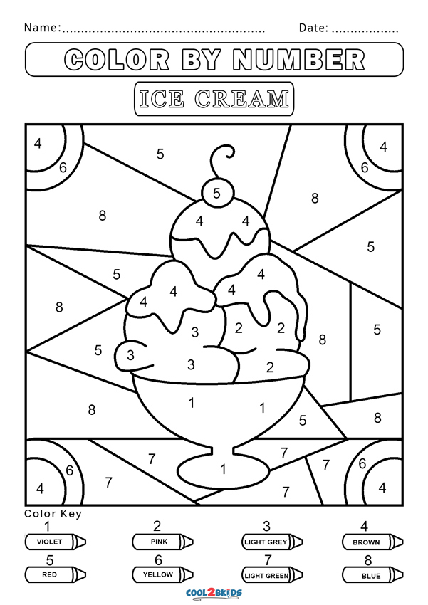 color by numbers coloring pages preschool free