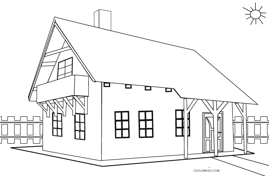 Casa por dentro para colorear por los niños. Dibujos de casas gratis