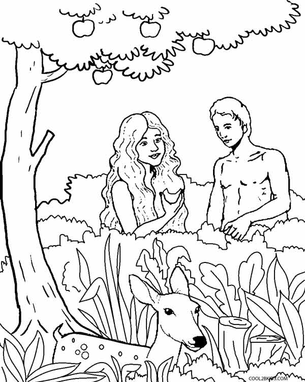 Dibujos de Adán y Eva para colorear - Páginas para imprimir gratis