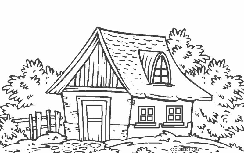 Desenho Para Colorir Casa - Pinte Casas Grandes e Detalhadas