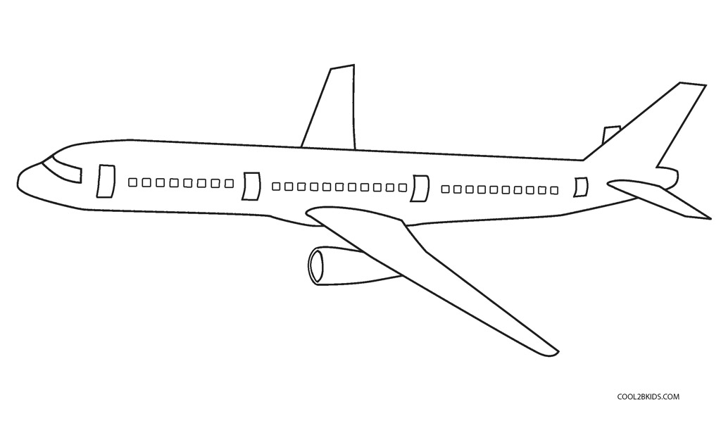 Desenho de Avião para Colorir, Imprimir, Pintar ou Recortar