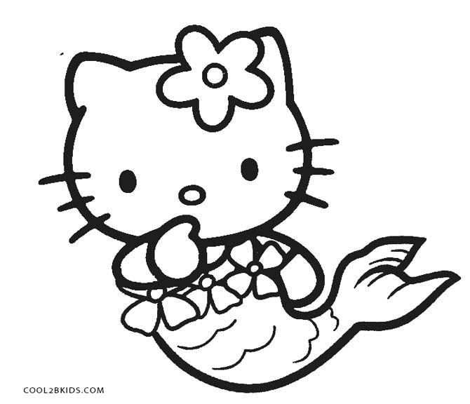 Desenhos para colorir, Hello Kitty Sereia, moda praia
