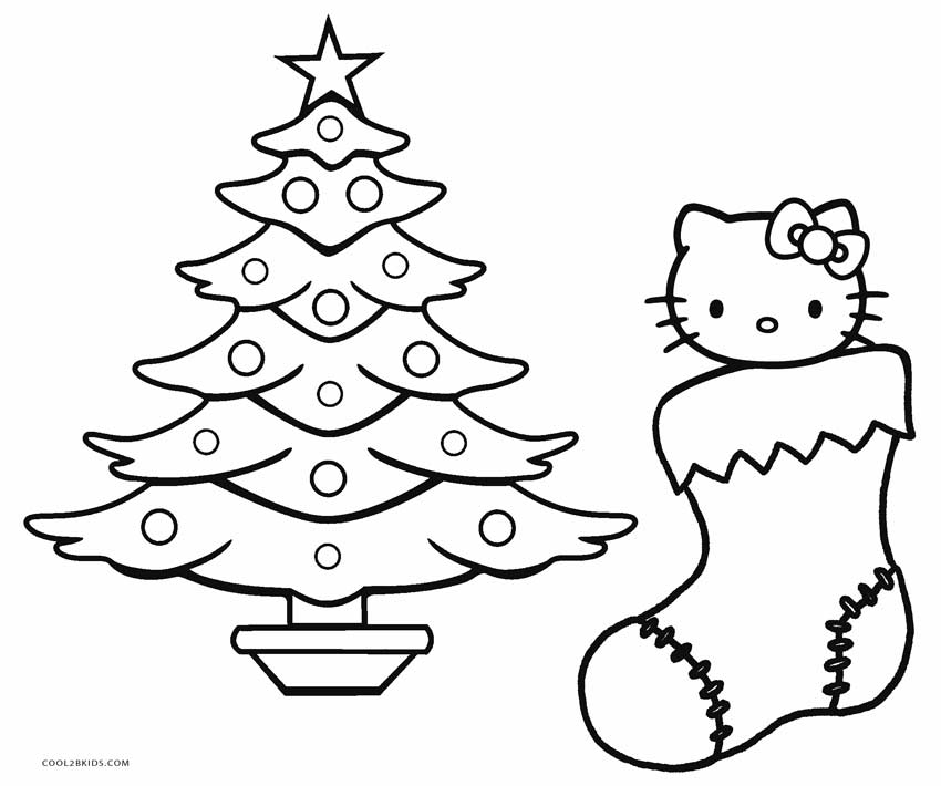 Desenhos para colorir de Natal: Hello Kitty