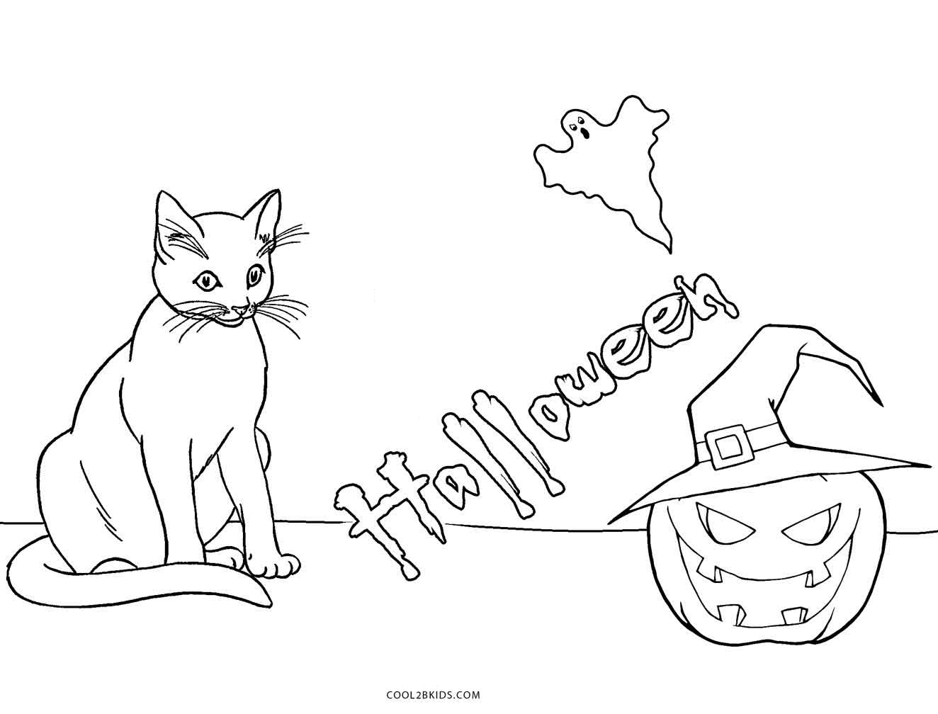 Desenhos de Gatos de Halloween Para Colorir - Cool2bKids