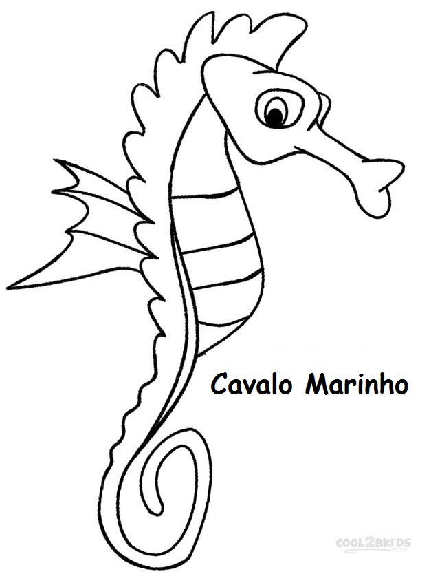 Desenhos de Adorável Cavalo marinho 2 para Colorir e Imprimir