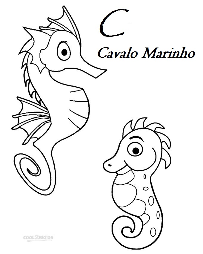 Desenhos para colorir de desenho de um cavalo marinho para colorir