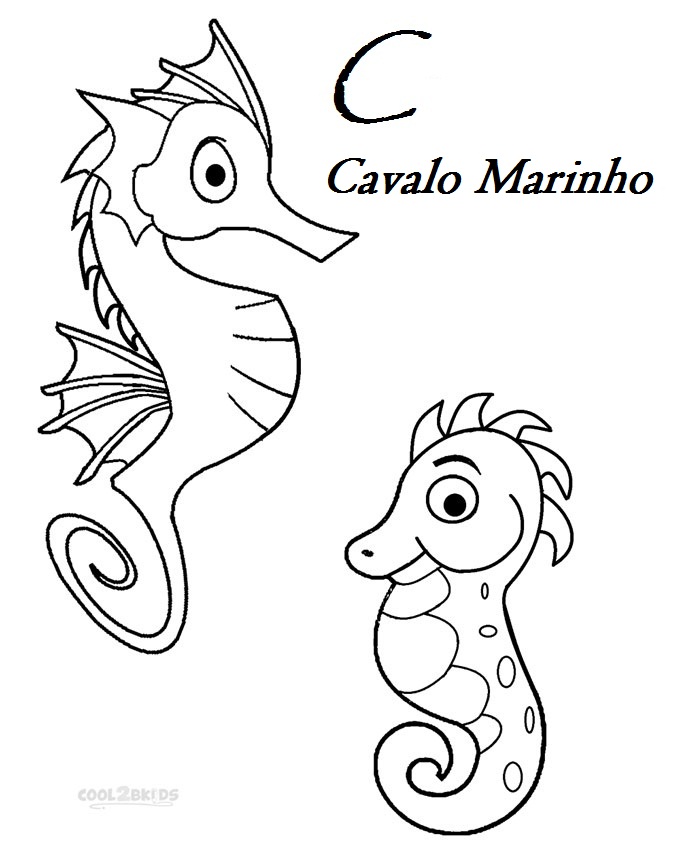 Desenho de cavalo marinho para colorir