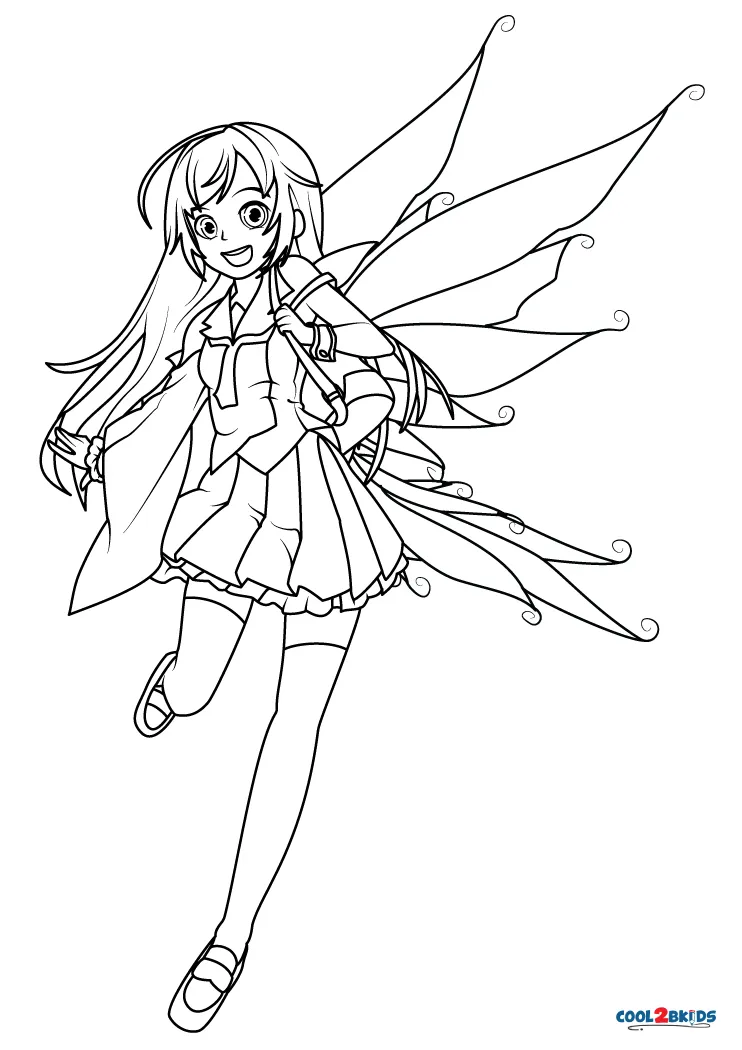 Anime Fairy coloring page | Free Printable Coloring Pages