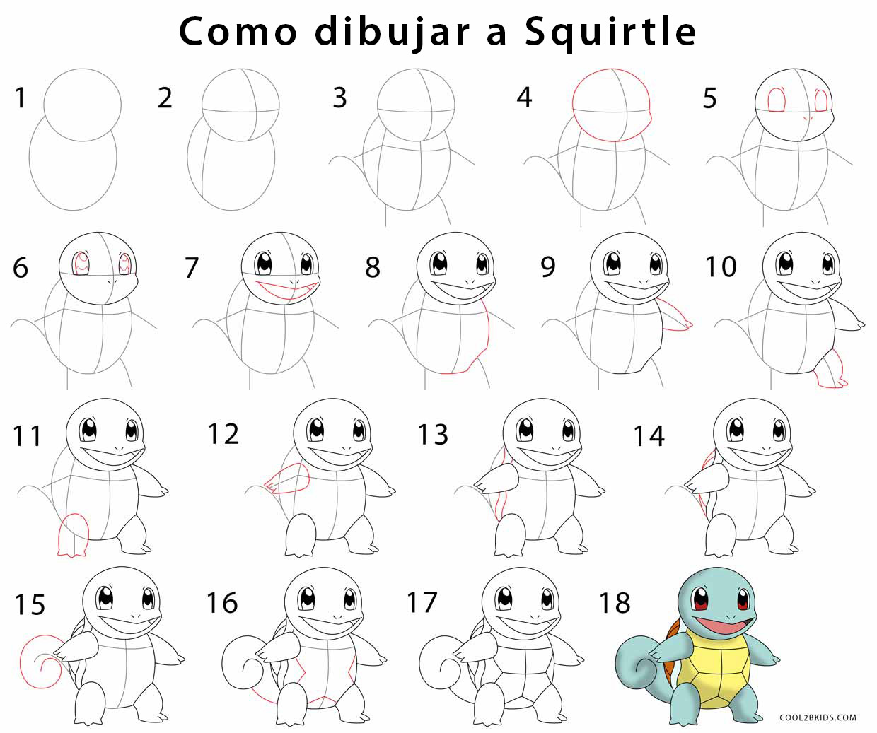 Cómo dibujar a Squirtle - Cool2bKids