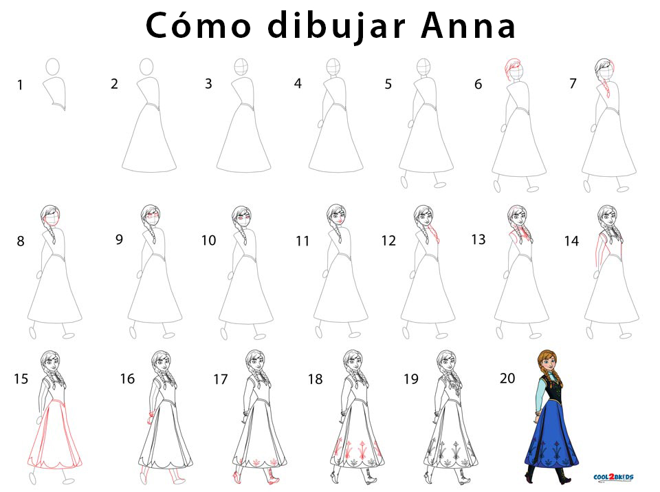 Como dibujar a Anna - Cool2bKids Como dibujar a Anna - Cool2bKids
