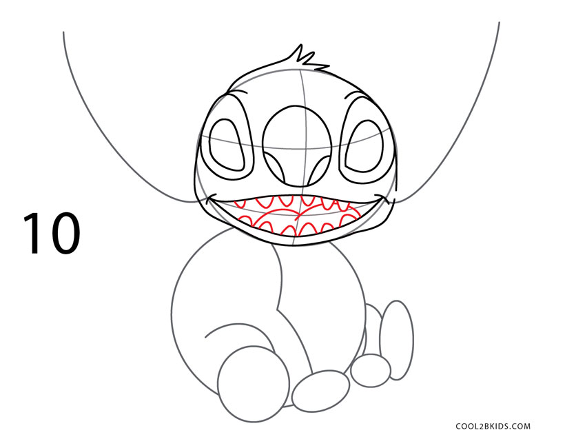 Cómo dibujar a Stitch paso 10 