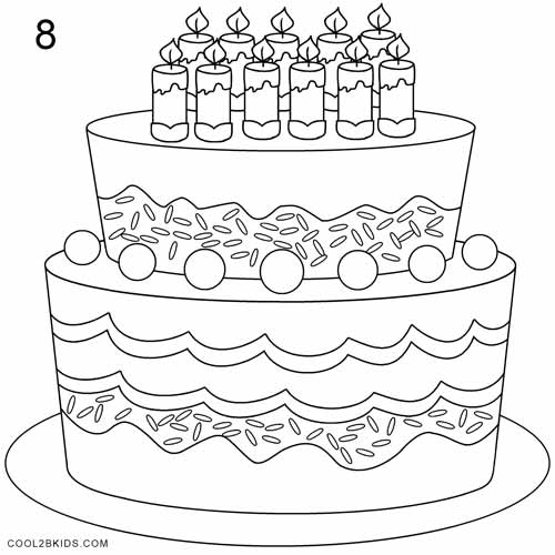 Pastel de cumpleaños para dibujar - Cool2bKids