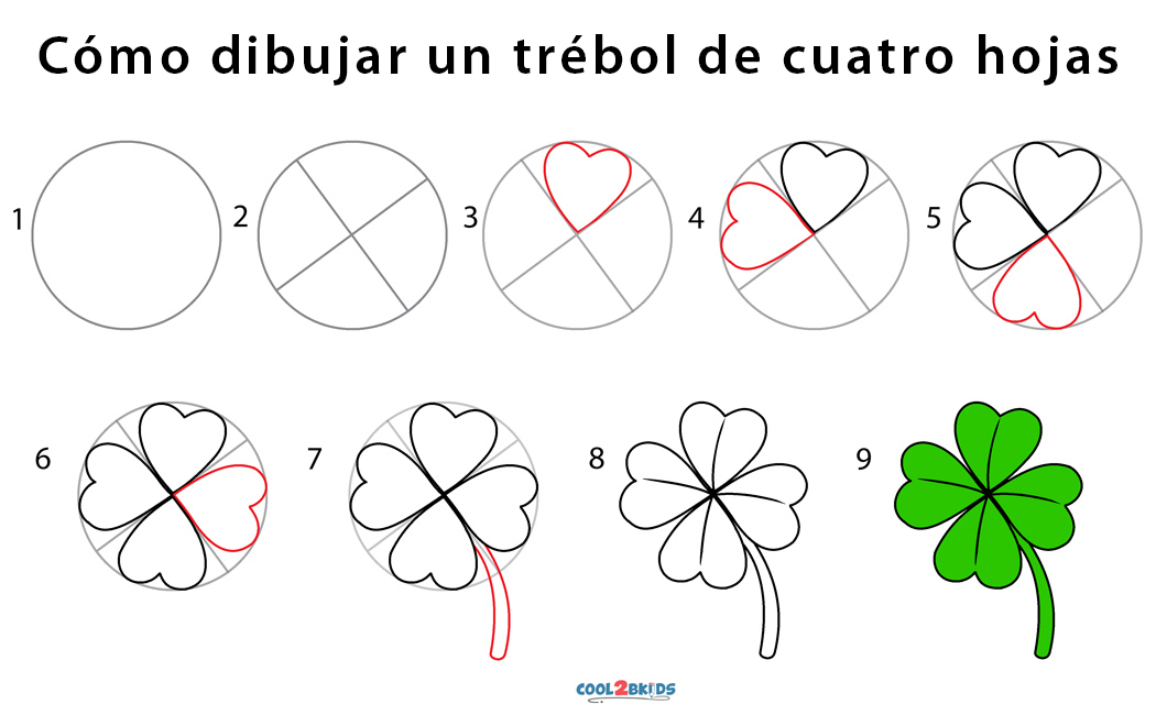 Trébol de cuatro hojas para dibujar - Cool2bKids Trébol de cuatro hojas para dibujar - Cool2bKids