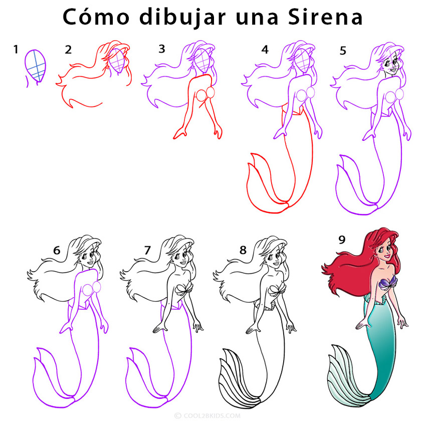 Sirena para dibujar - Cool2bKids