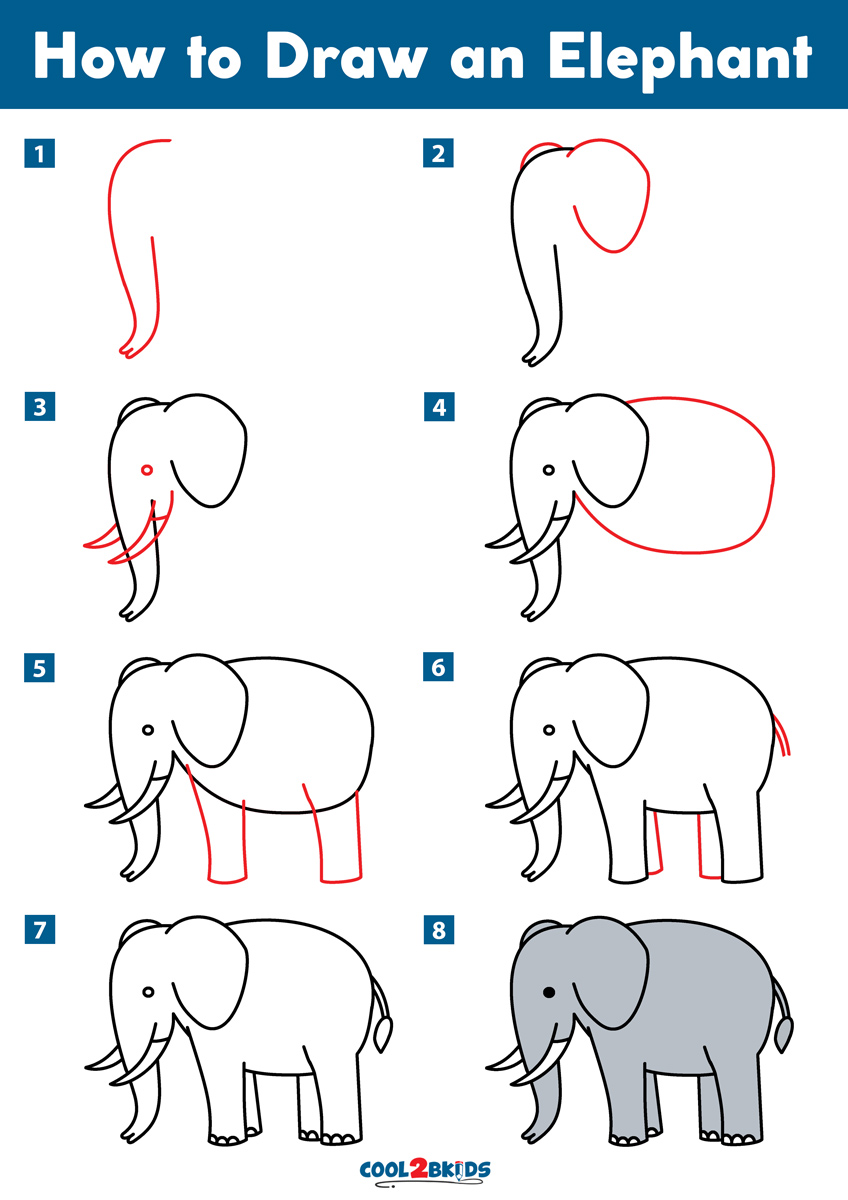 How To Draw An Elephant For Kids Step By Step