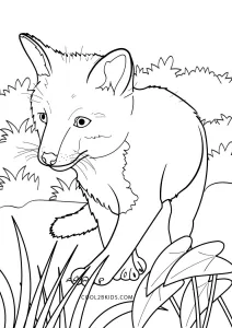 realistic fox coloring pages