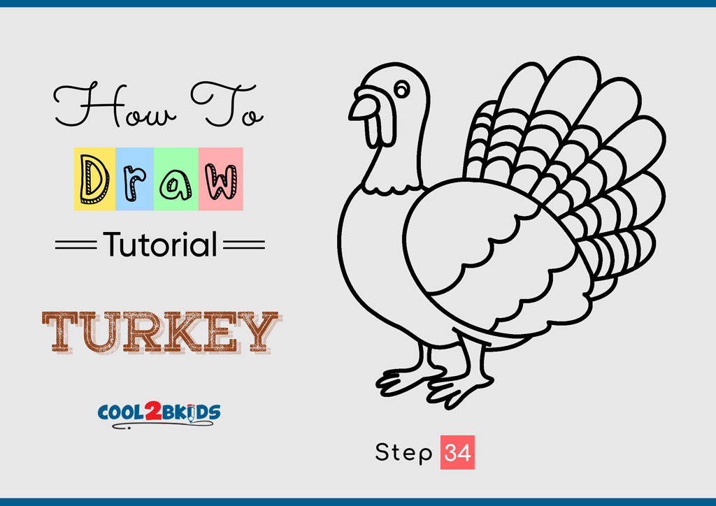 how to draw a turkey step by step