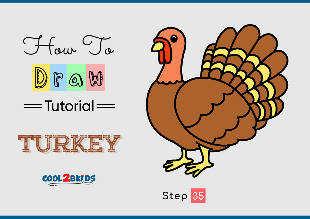 how to draw a turkey step by step