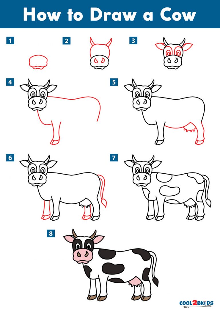How to Draw a Cow Cool2bKids - How To Draw A Cow Step By Step 768x1087