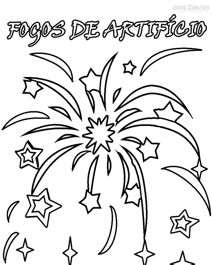 Desenhos de Fogos de Artifício para colorir - Páginas para impressão grátis