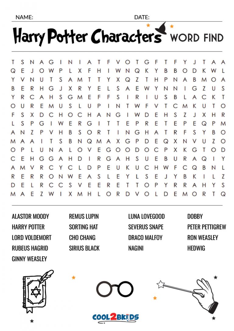 Printable Harry Potter Word Search Cool2bKids