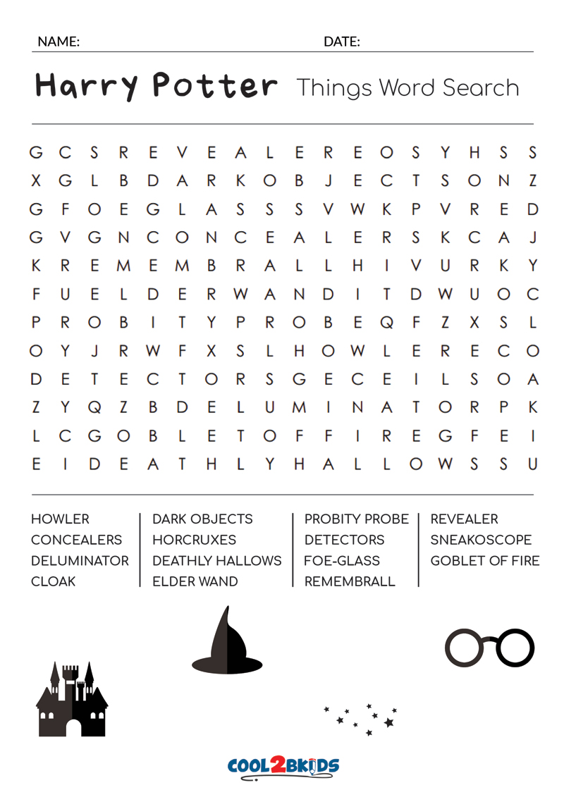 Harry Potter Word Search Printable Printable World Holiday