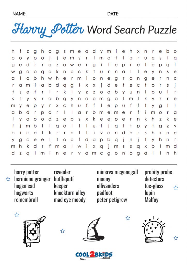 Harry Potter Word Search Free Printable