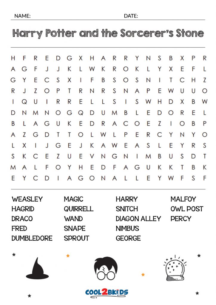 Printable Harry Potter Word Search Cool2bKids