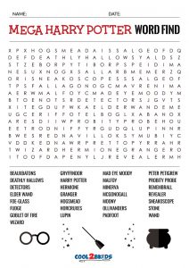 printable harry potter word search cool2bkids