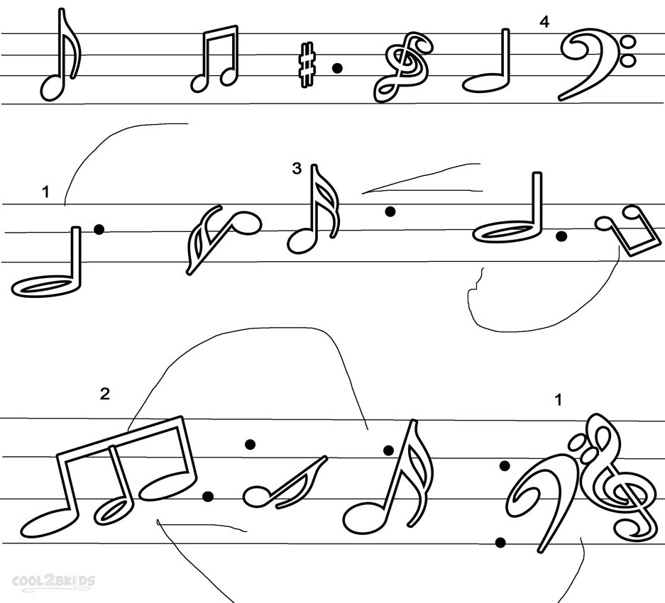 Desenhos De Notas Musicais Para Colorir Páginas Para Impressão Grátis