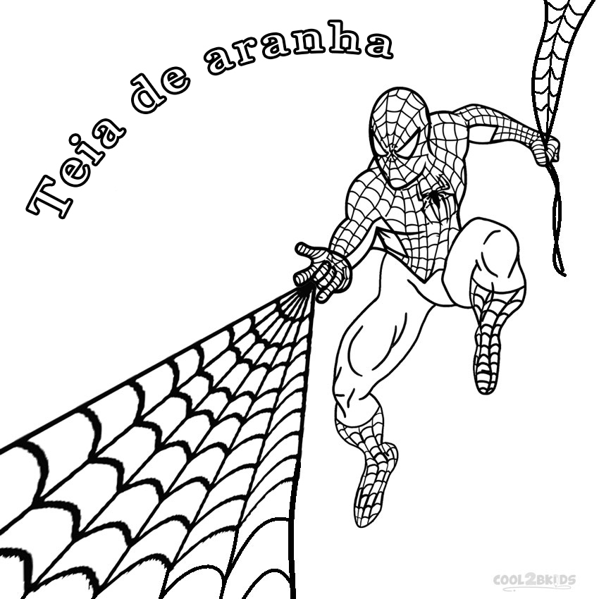 Desenho Homem Aranha Lançando Teia - Desenho para Colorir