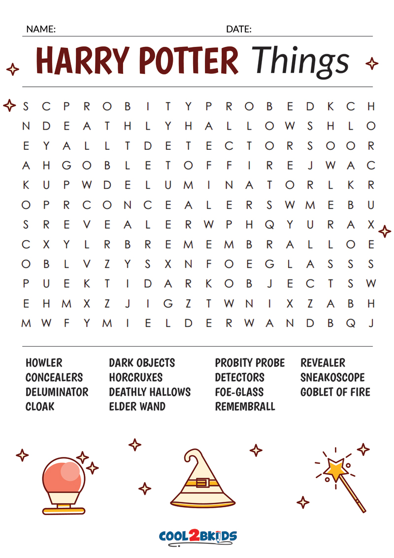 printable harry potter word search cool2bkids