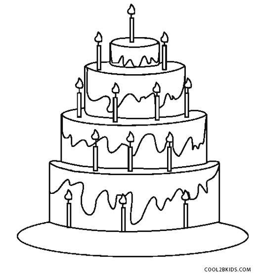 desenho de bolo de aniversário para colorir para aprendem cores 