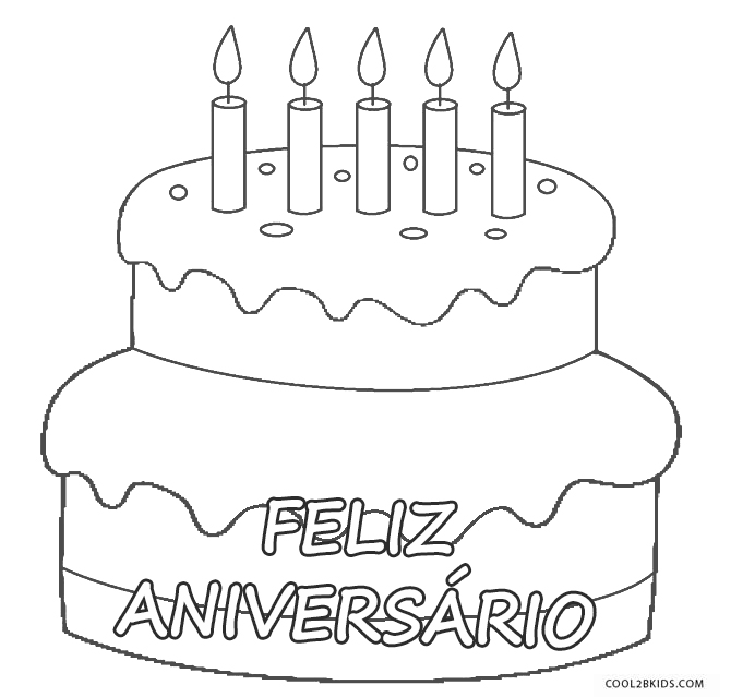 Bolo de Aniversário - Desenhos para Colorir - Brinquedos de Papel