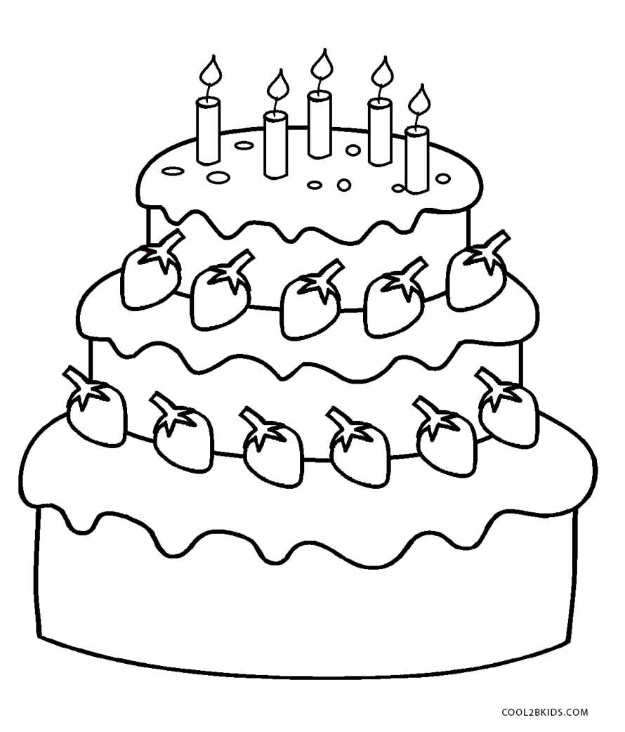 Bolo de Aniversário - Desenhos para Colorir - Brinquedos de Papel