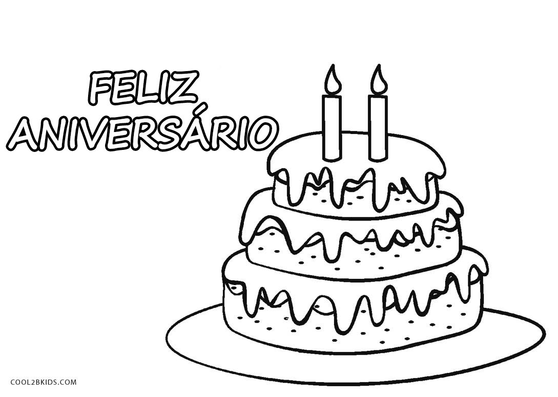 desenho colorir de bolo de aniversario