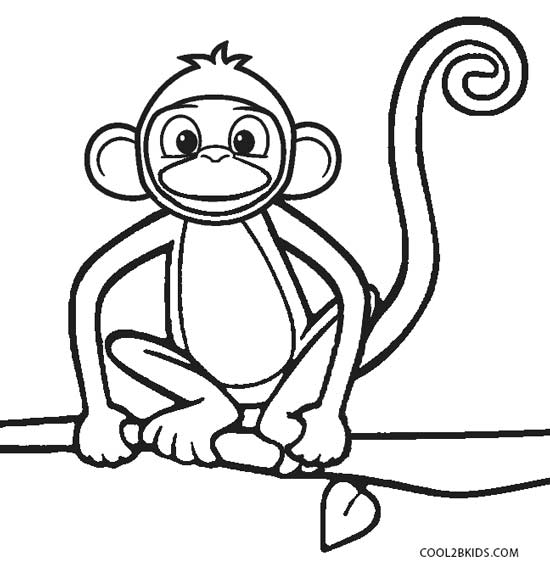 Desenho para colorir Macaco preto e branco · Creative Fabrica