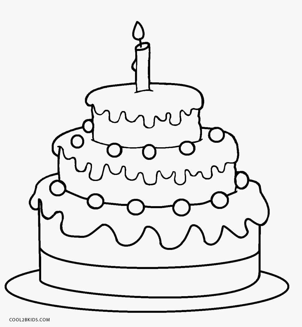 desenho colorir de bolo de aniversario