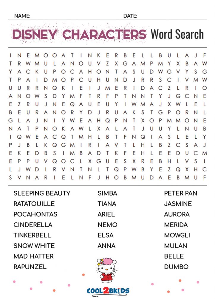 Disney Word Search Printable Disney Word Search Printable