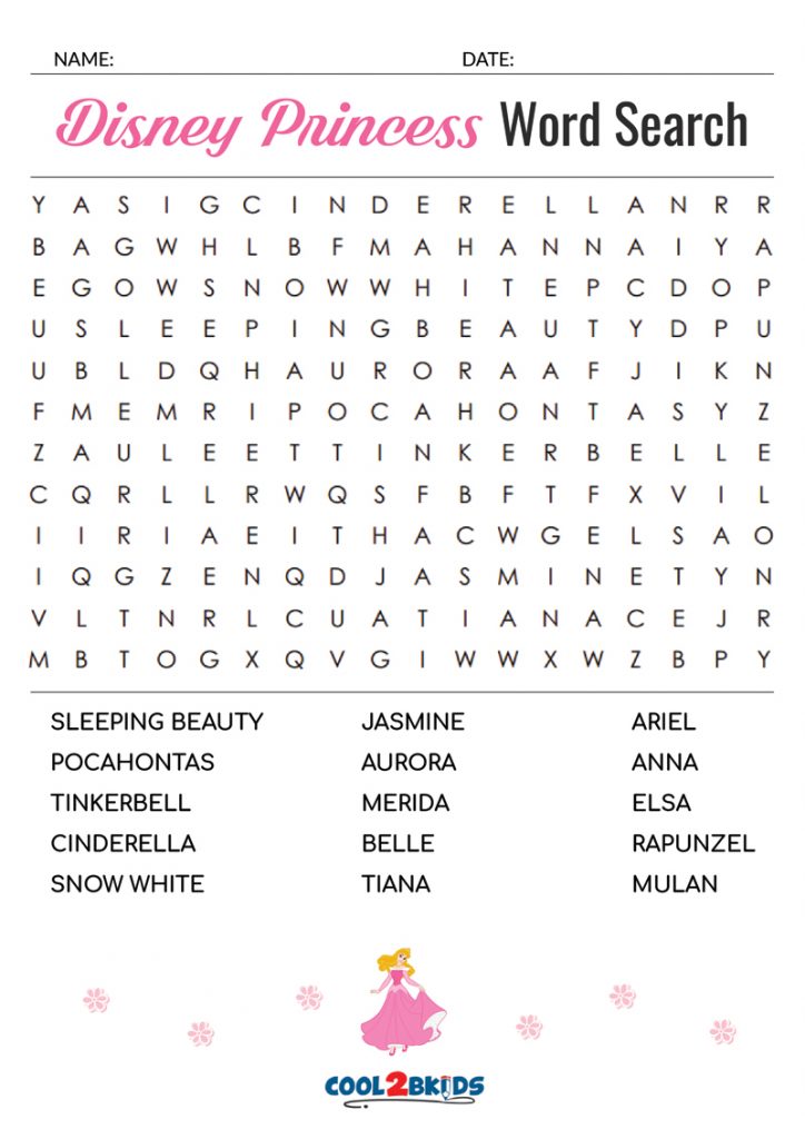 Printable Disney Word Search Cool2bkids