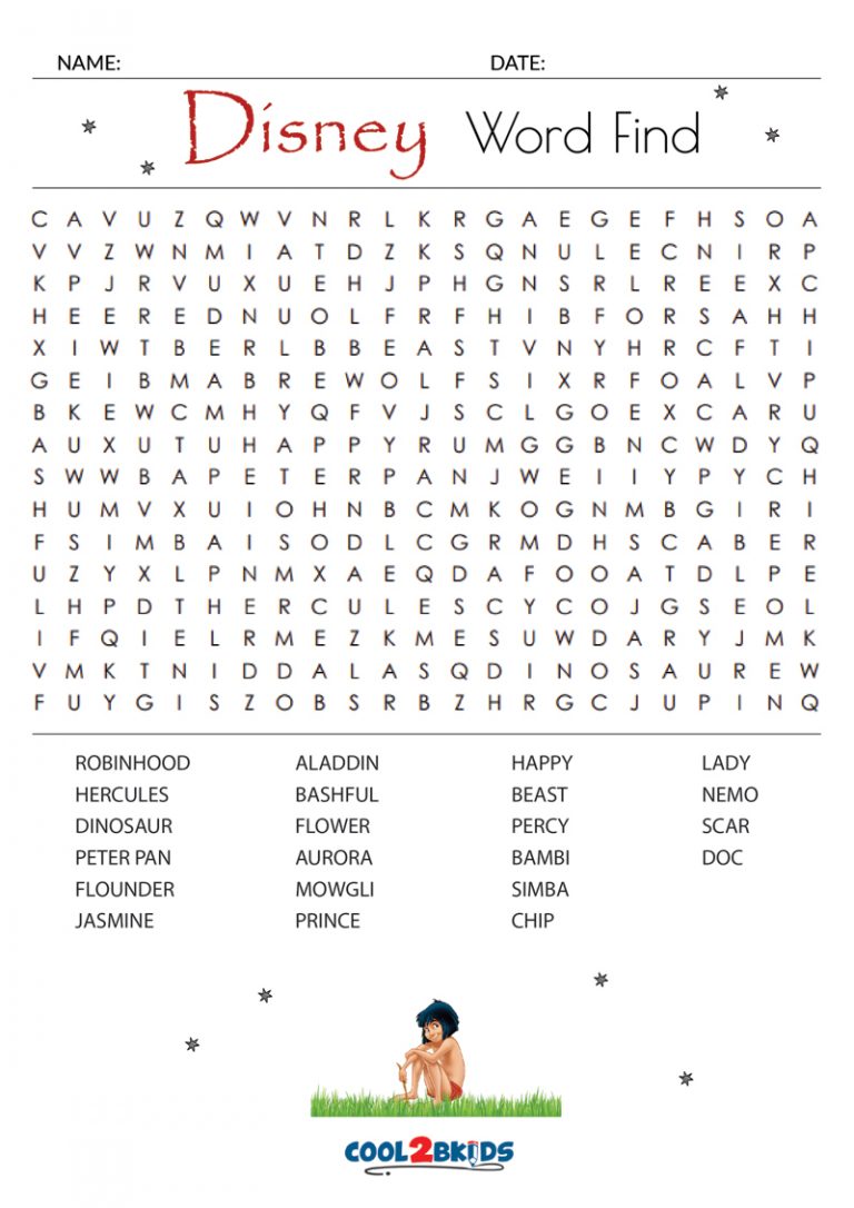Printable Disney Word Search